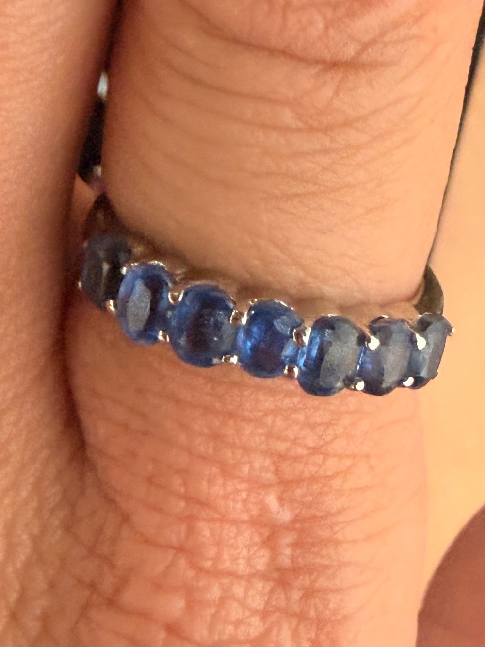 Kyanite Sterling Silver Half Eternity Ring sz 8